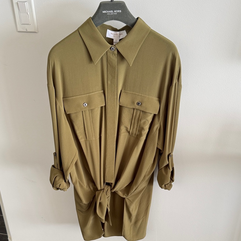Michael Kors Khaki- Green Long Shirt